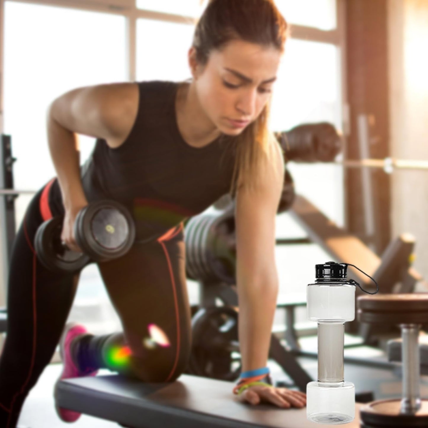 JWDX Portable Kettle Clearance, Water Bottle Multifunctional Water Bottle Dumbbell Shaped Drinking Bottles Leakproof Bottle Drinking Bottle for Gym School Cycling Outdoor Sports and Capacity Grey