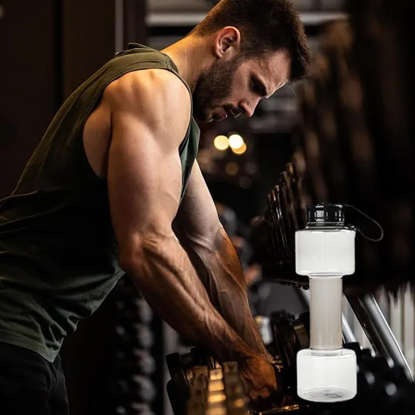 JWDX Portable Kettle Clearance, Water Bottle Multifunctional Water Bottle Dumbbell Shaped Drinking Bottles Leakproof Bottle Drinking Bottle for Gym School Cycling Outdoor Sports and Capacity Grey