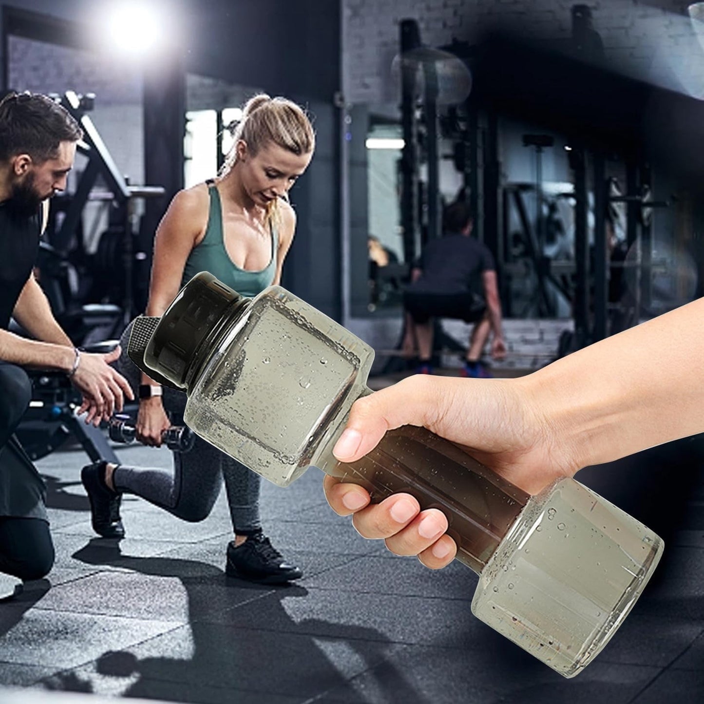JWDX Portable Kettle Clearance, Water Bottle Multifunctional Water Bottle Dumbbell Shaped Drinking Bottles Leakproof Bottle Drinking Bottle for Gym School Cycling Outdoor Sports and Capacity Grey