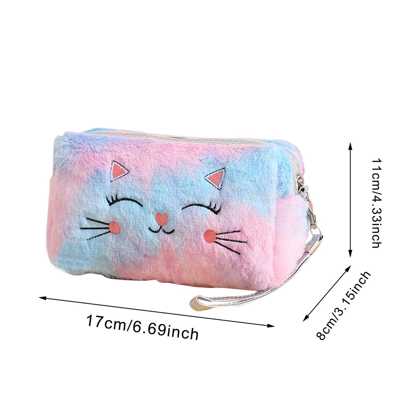 Clearance Back to School Supplies! JWDX Colorful Fluffy Cat Pvc Cosmetic Bag C, for Dormitories, Apartments, Shared Spaces and Study Areas (Include: 1X Package) Clearance Sale A