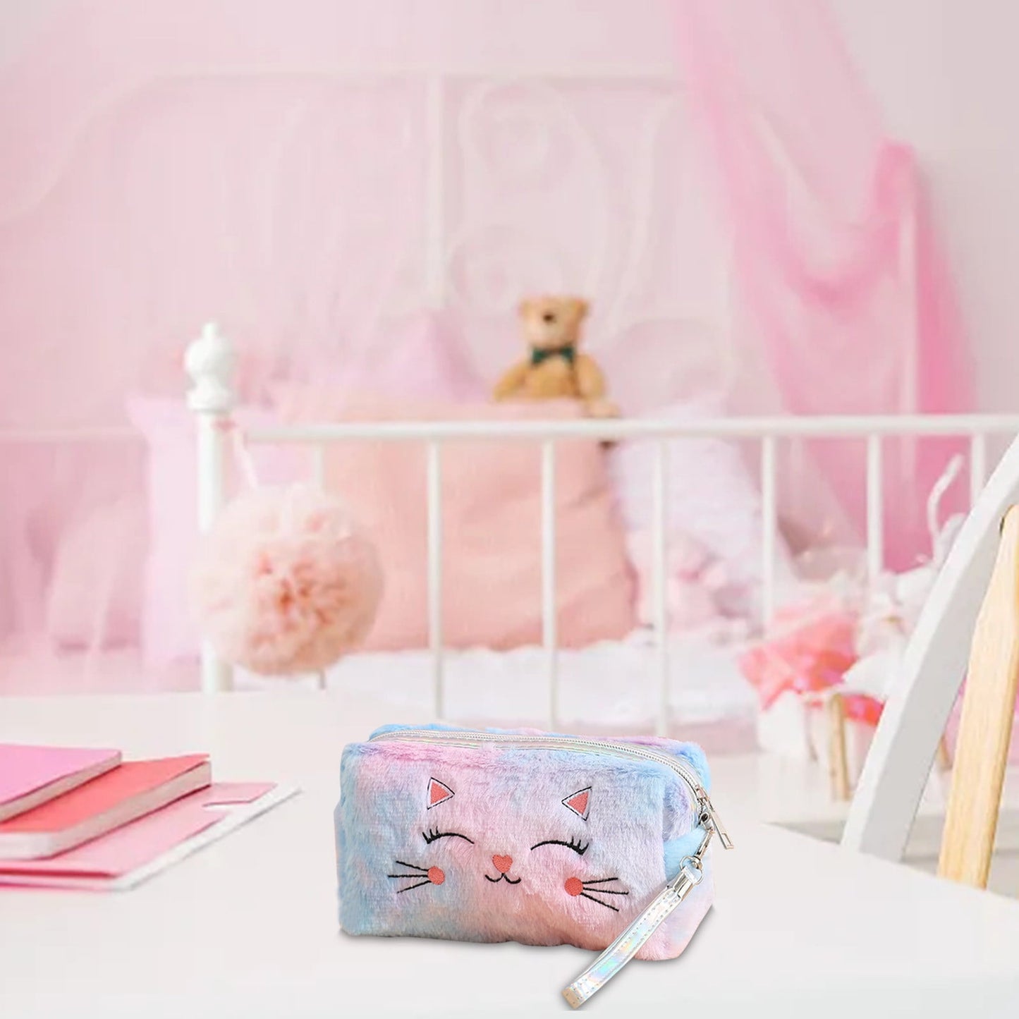 Clearance Back to School Supplies! JWDX Colorful Fluffy Cat Pvc Cosmetic Bag C, for Dormitories, Apartments, Shared Spaces and Study Areas (Include: 1X Package) Clearance Sale C