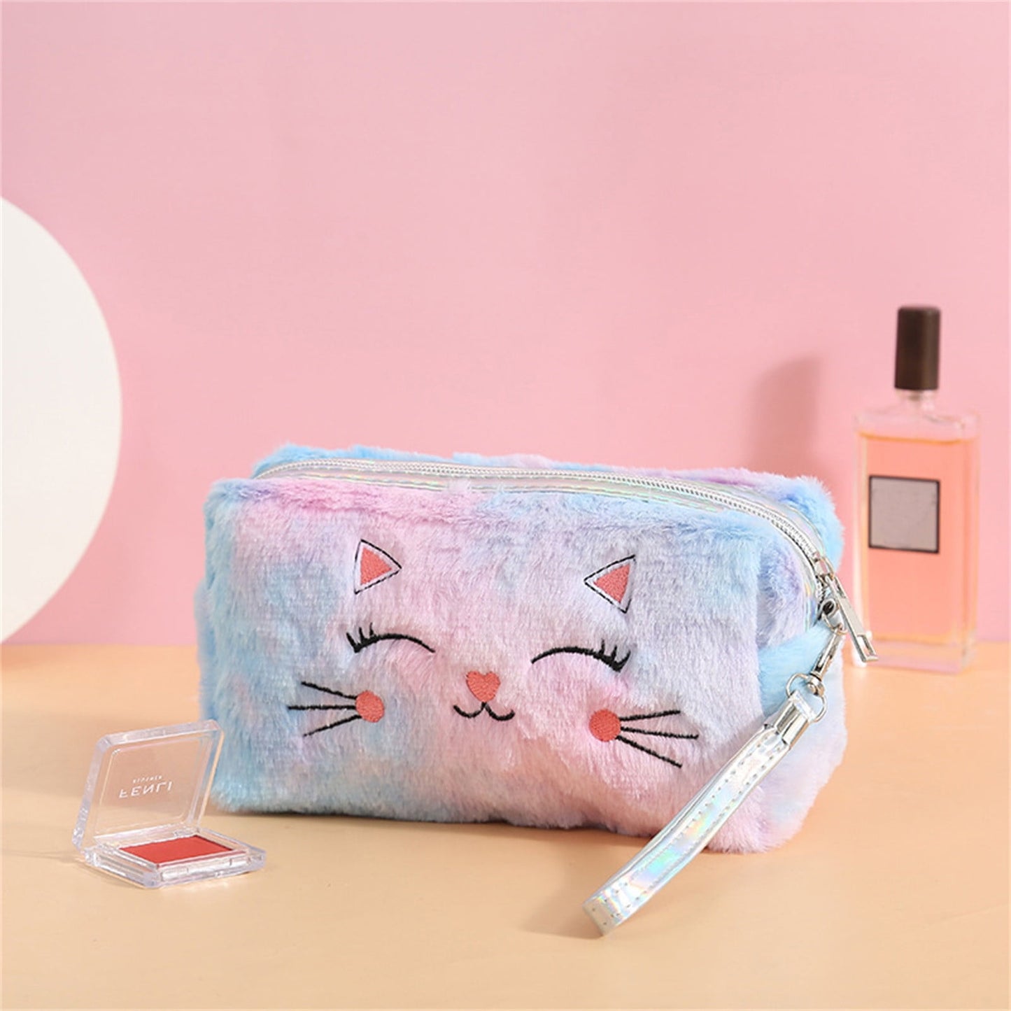 Clearance Back to School Supplies! JWDX Colorful Fluffy Cat Pvc Cosmetic Bag C, for Dormitories, Apartments, Shared Spaces and Study Areas (Include: 1X Package) Clearance Sale C