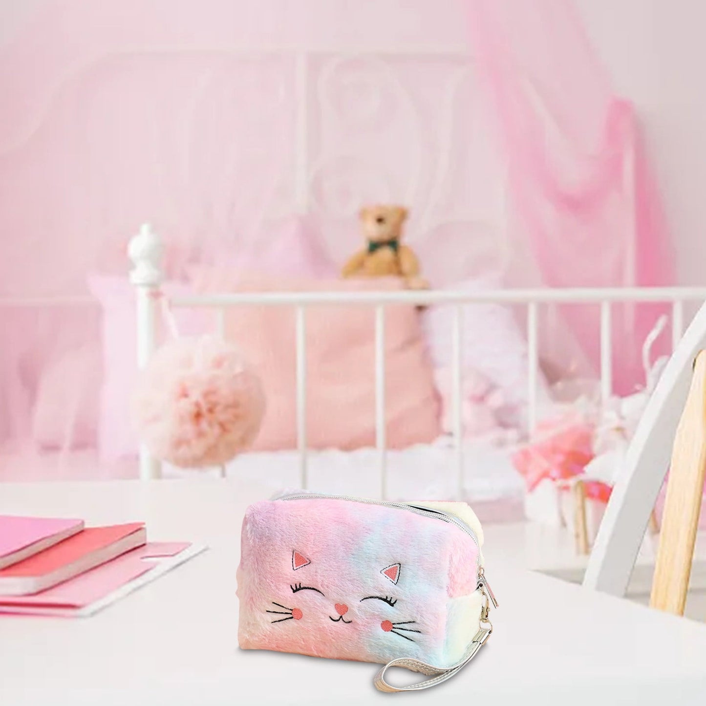 Clearance Back to School Supplies! JWDX Colorful Fluffy Cat Pvc Cosmetic Bag C, for Dormitories, Apartments, Shared Spaces and Study Areas (Include: 1X Package) Clearance Sale D