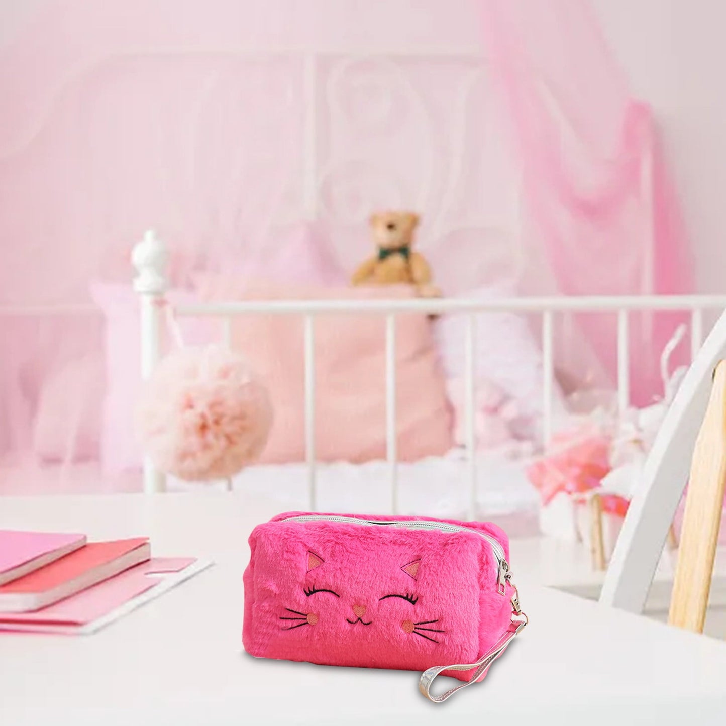 Clearance Back to School Supplies! JWDX Colorful Fluffy Cat Pvc Cosmetic Bag C, for Dormitories, Apartments, Shared Spaces and Study Areas (Include: 1X Package) Clearance Sale E