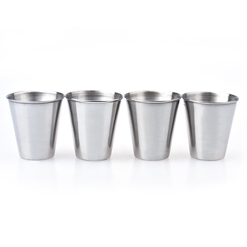 JWDX Wine Glass, 4 Small Wine Glasses with Sleeves, 4 Stainless Mug Tea Coffee Set Camping Steel Drinking Tumbler Cup of Glass and Bottle Z3-F