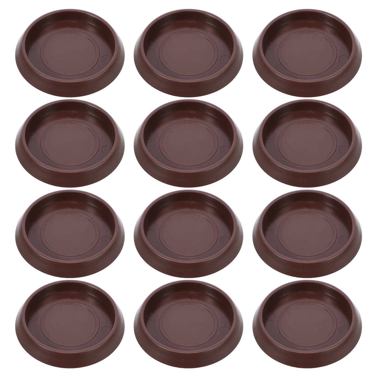 Ortofally Round Furniture Castor Cup Set: 12pcs Non Skid Wheel Caster Cups Furniture Pad Floor Protectors Caster Cups 12.00X4.00X3.00CM Brown