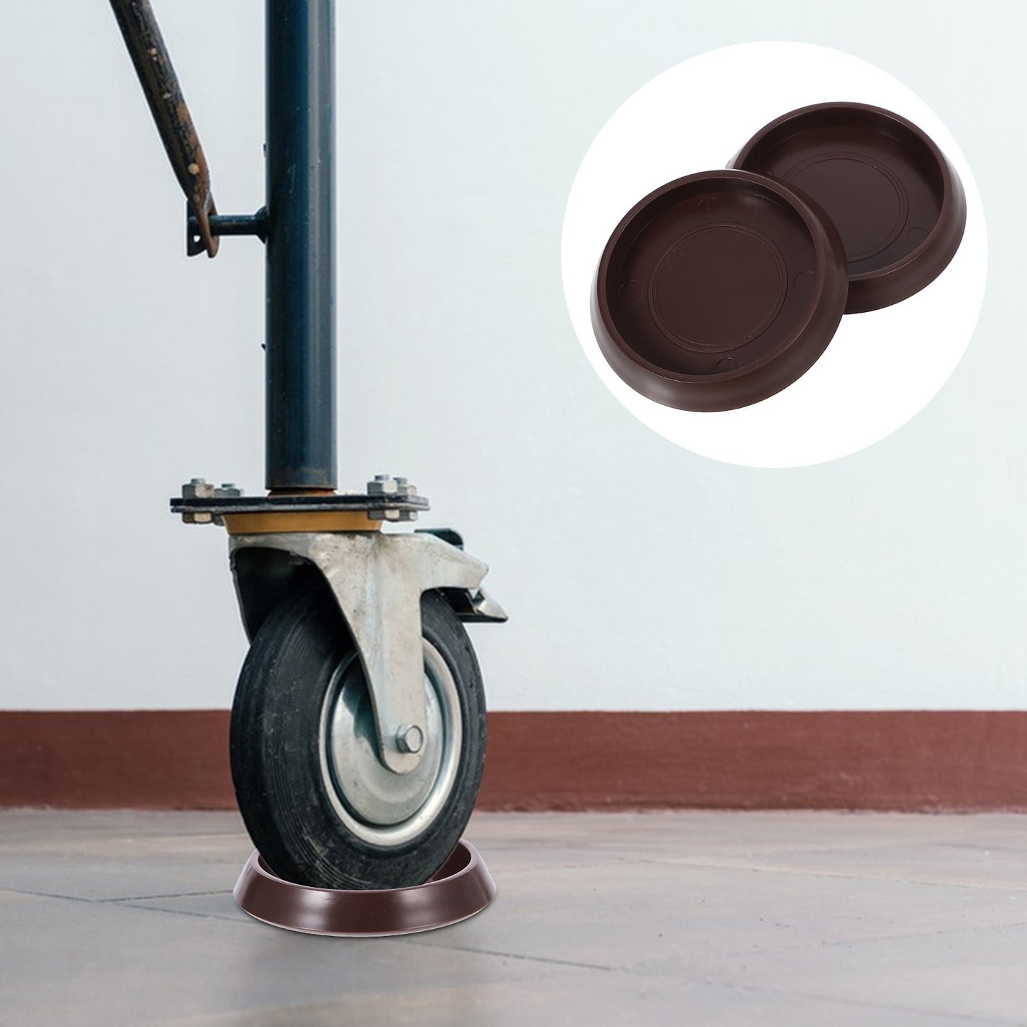 Ortofally Round Furniture Castor Cup Set: 12pcs Non Skid Wheel Caster Cups Furniture Pad Floor Protectors Caster Cups 12.00X4.00X3.00CM Brown