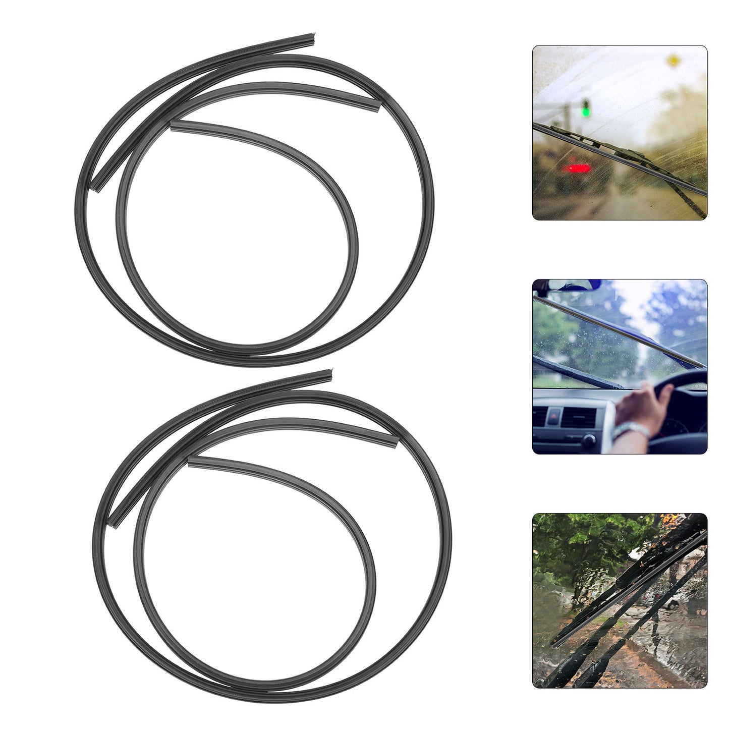 Ortofally 4pcs Wiper Replacement Blades Refills Windshield Wiper Blades Refills Wiper Rubber Strips 3.00X3.00X0.70CM Black