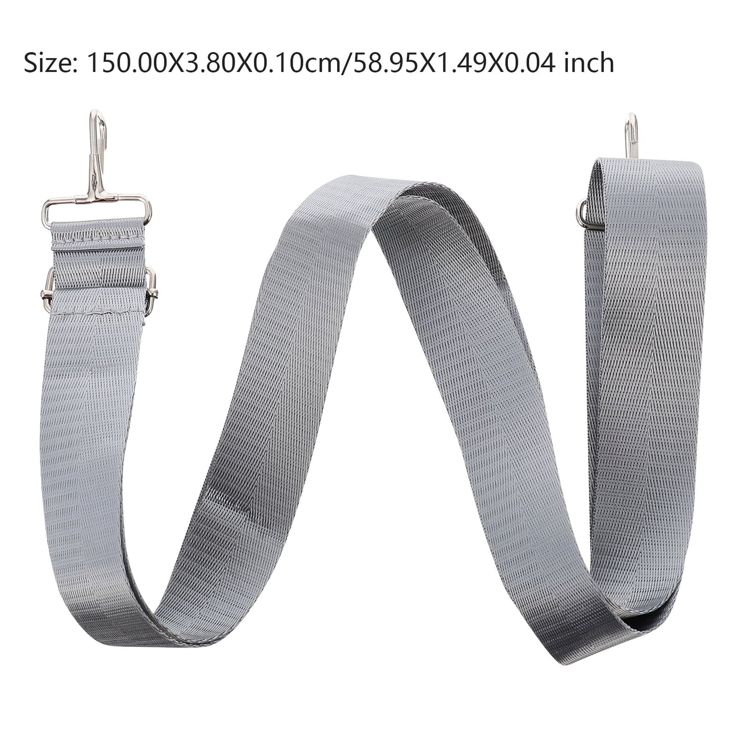 Ortofally Nylon Shoulder Strap, Bag Handbag Purse Replacement Strap, Adjustable Canvas Strap with Metal Hooks for Laptop Briefcase Messenger Bag/ Grey 150X3.8CM Gray