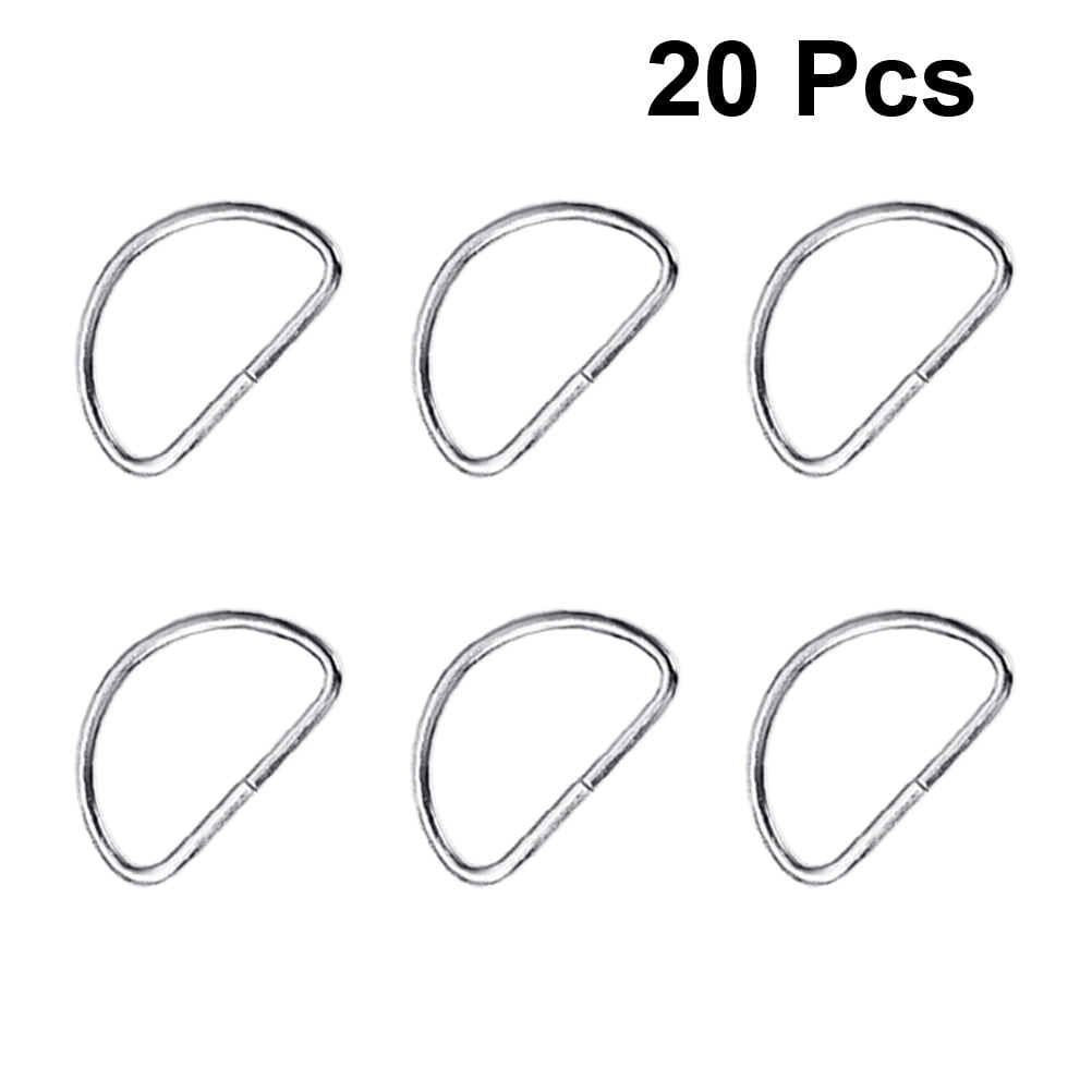 SWETRACE Handbag Hardware Small D Rings Multipurpose Metal for DIY Crafts Silver 20PCS Size 1 Silver