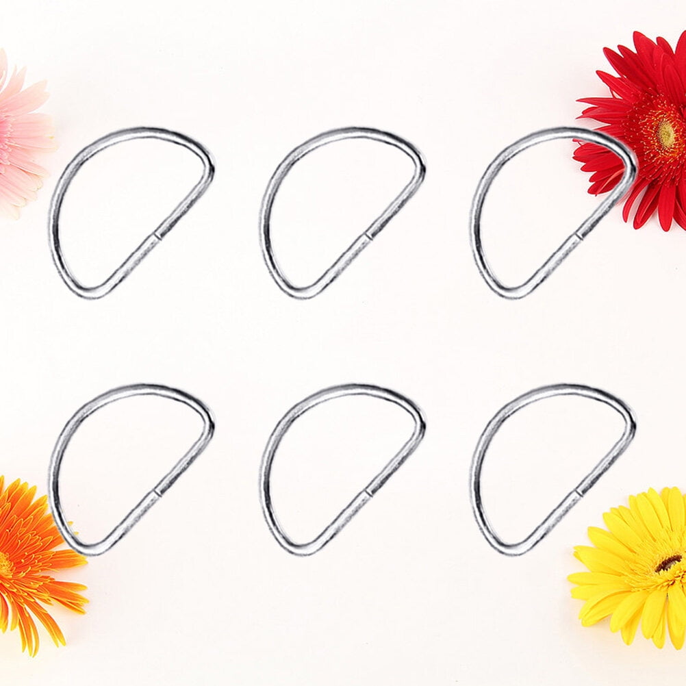 SWETRACE Handbag Hardware Small D Rings Multipurpose Metal for DIY Crafts Silver 20PCS Size 1 Silver