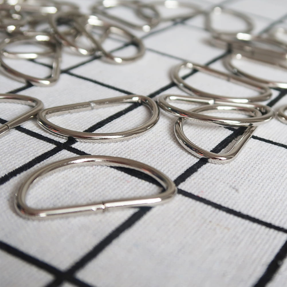 SWETRACE Handbag Hardware Small D Rings Multipurpose Metal for DIY Crafts Silver 20PCS Size 1 Silver