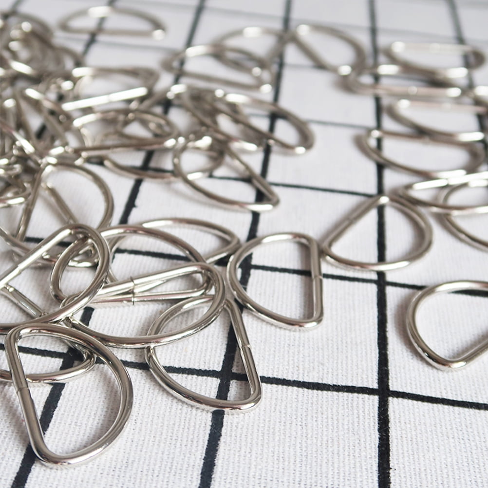 SWETRACE Handbag Hardware Small D Rings Multipurpose Metal for DIY Crafts Silver 20PCS Size 1 Silver