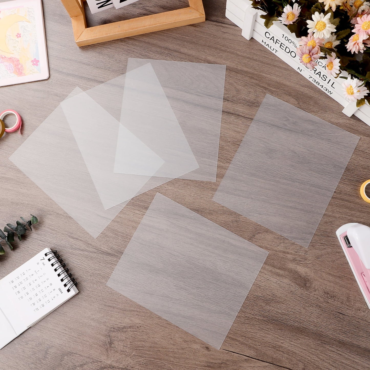 Ortofally 12pcs Blank Transparent Stencil DIY Square Template Blank Stencil Material for Home Shop Size 1 Transparent