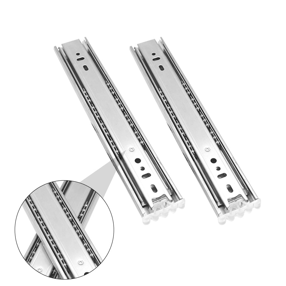 Ortofally 2pcs Three-Section Drawer Slides Stainless Steel Full Extension Ball Bearing 25X4.31CM Silver