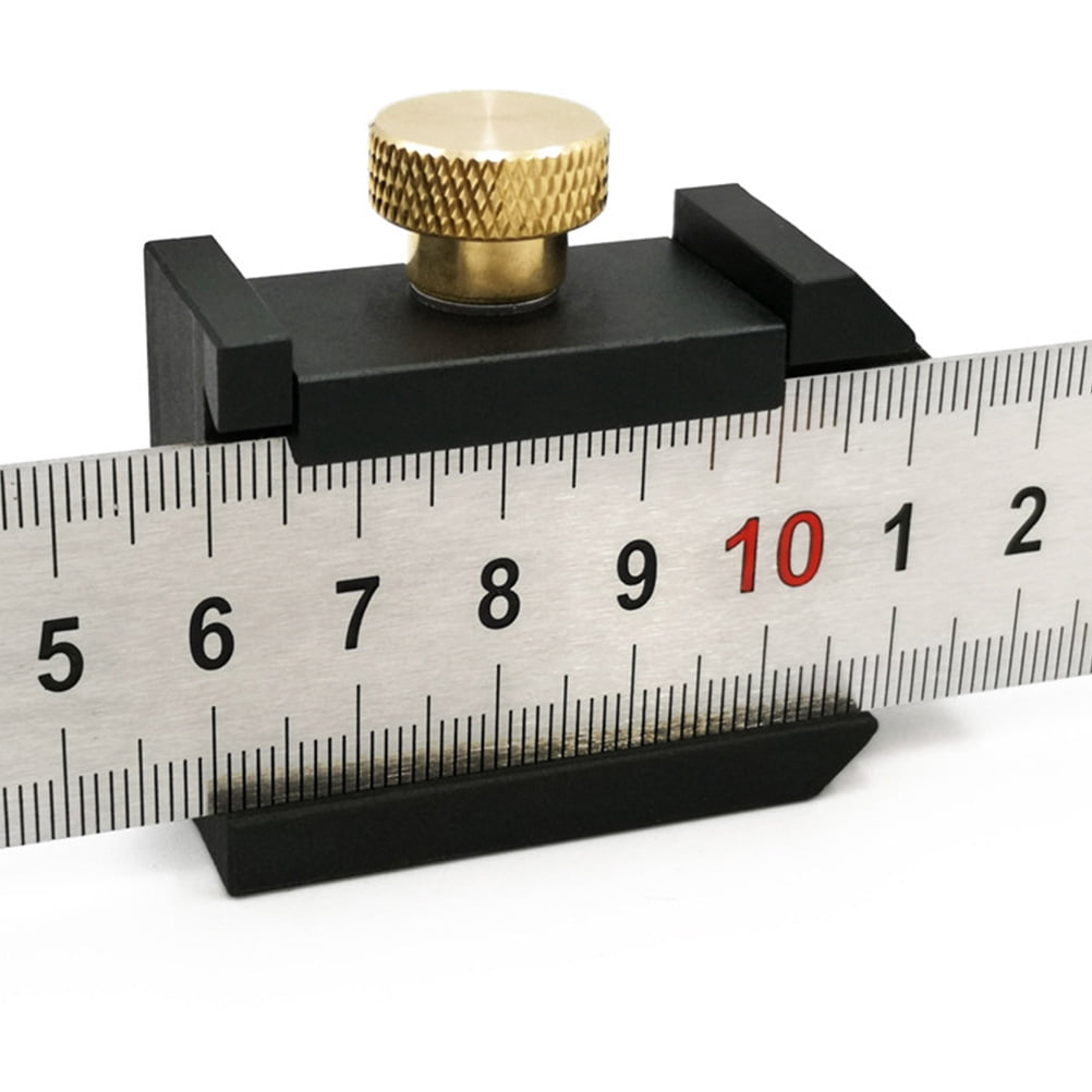 Masteelf Black Aluminum Alloy Steel Ruler for Woodworking and DIY Positioning 7045892 6*4cm Black