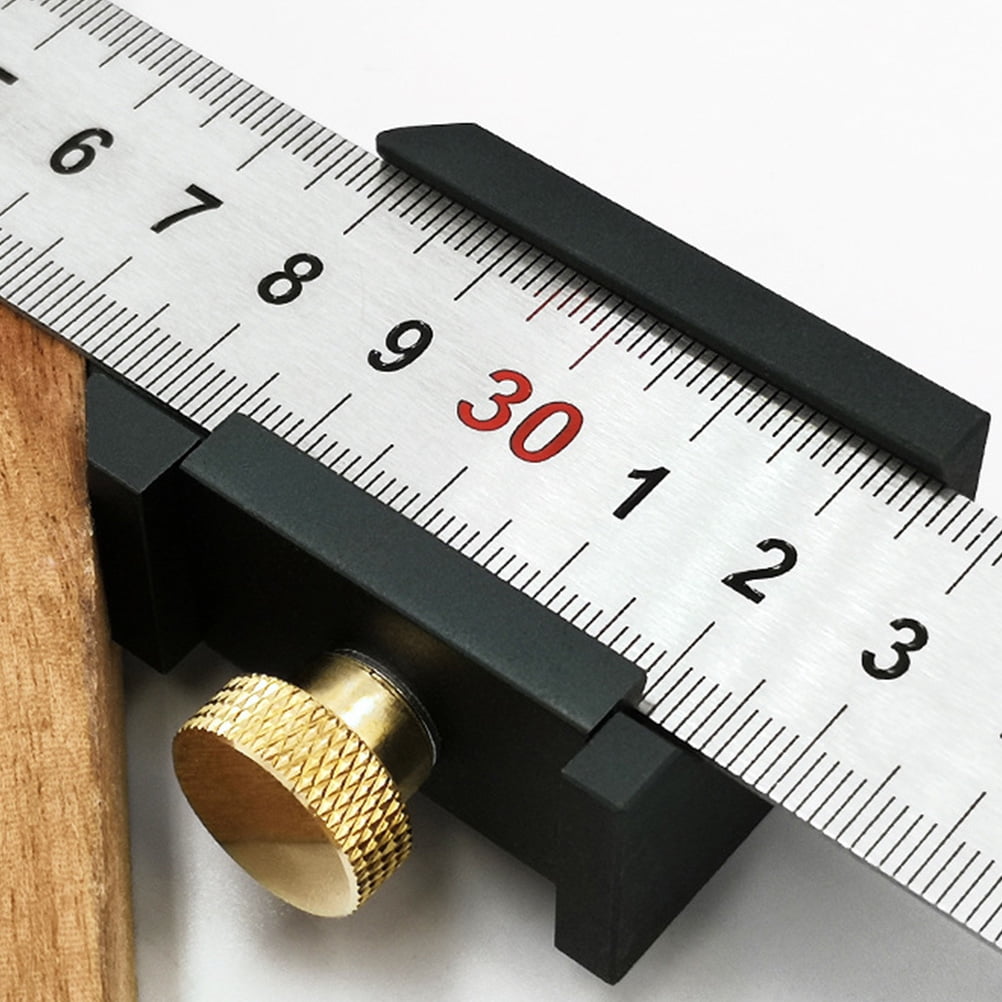 Masteelf Black Aluminum Alloy Steel Ruler for Woodworking and DIY Positioning 7045892 6*4cm Black