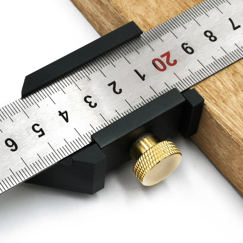 Masteelf Black Aluminum Alloy Steel Ruler for Woodworking and DIY Positioning 7045892 6*4cm Black