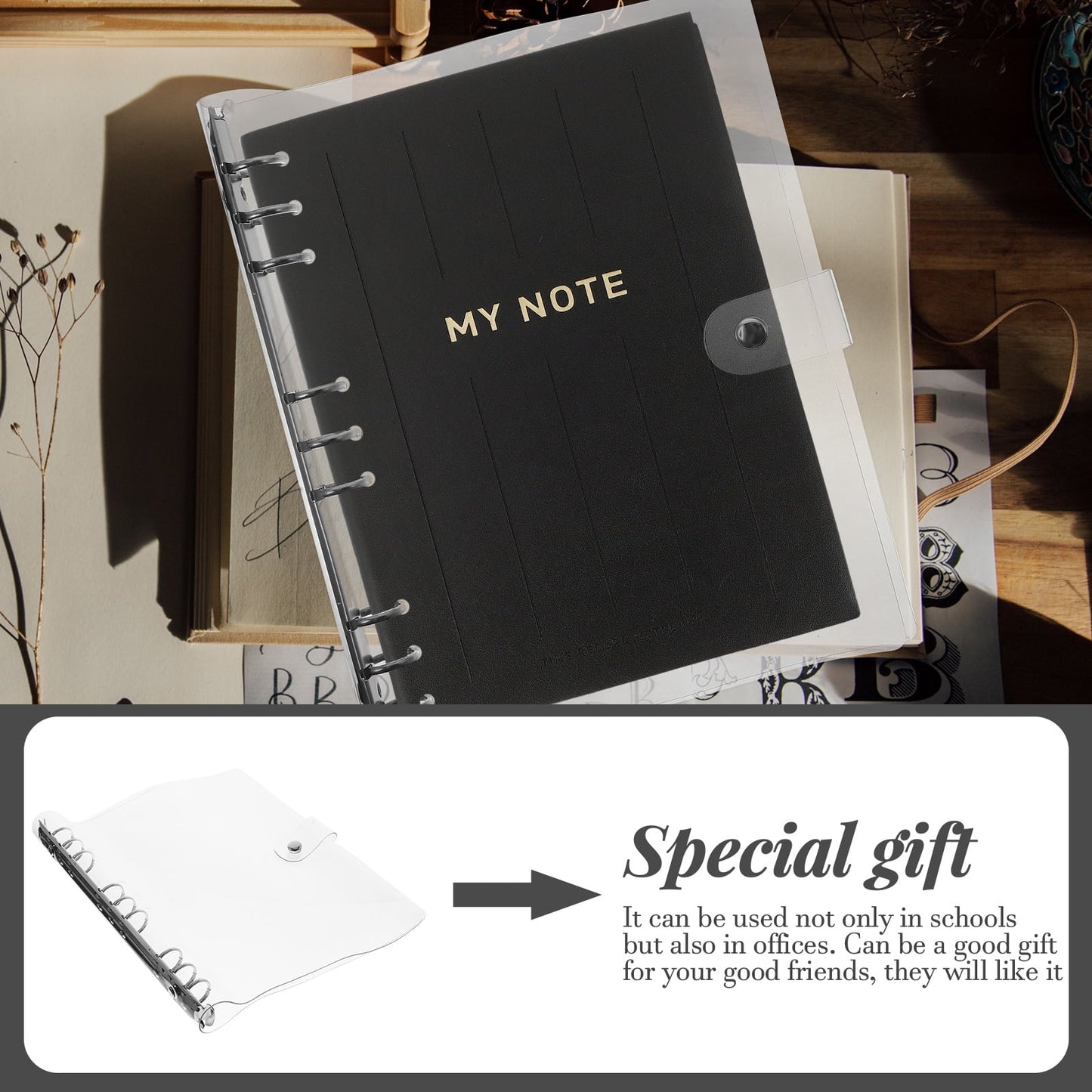 SWETRACE Planner Binder Cover For Notebook Protection 1Set 27X21.5X2.5CM Transparent