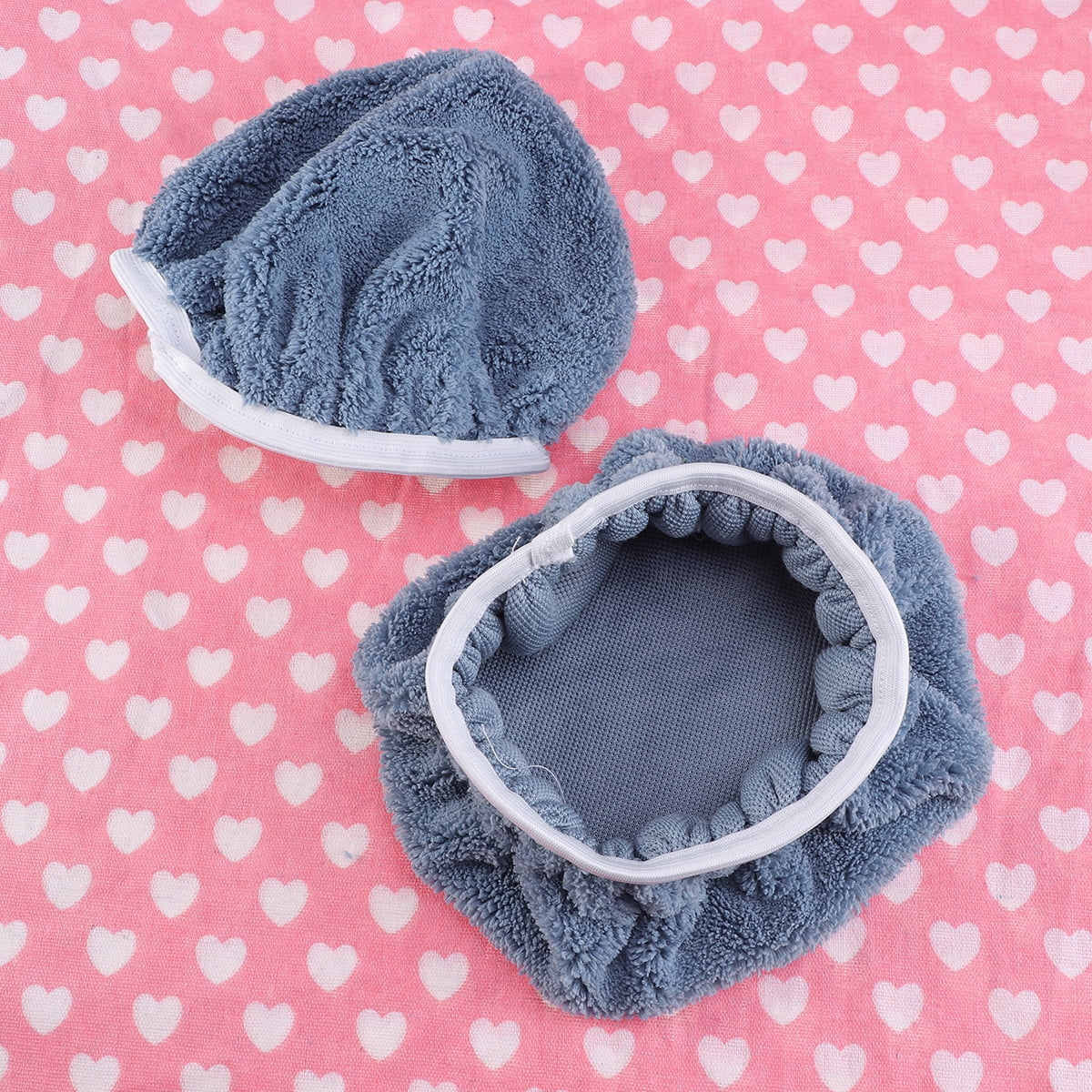 Ortofally 5 PCS Car Polishing Waxing Coral Fleece Bonnets Pads - 9-10 inch (Grey) Grey