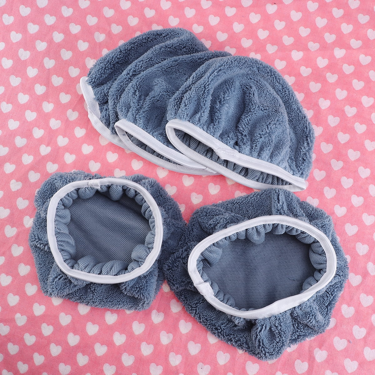 Ortofally 5 PCS Car Polishing Waxing Coral Fleece Bonnets Pads - 9-10 inch (Grey) Grey