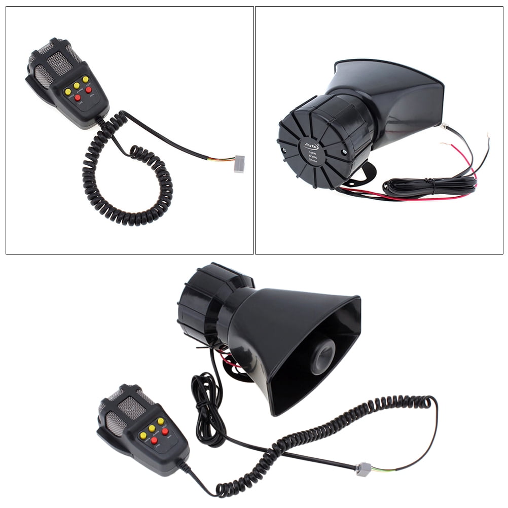 Ortofally 100W 12V 5 Sound Square Opening Electric Horn Loud Speaker Warning Alarm for Car Moped Motorcycle (Black) Black