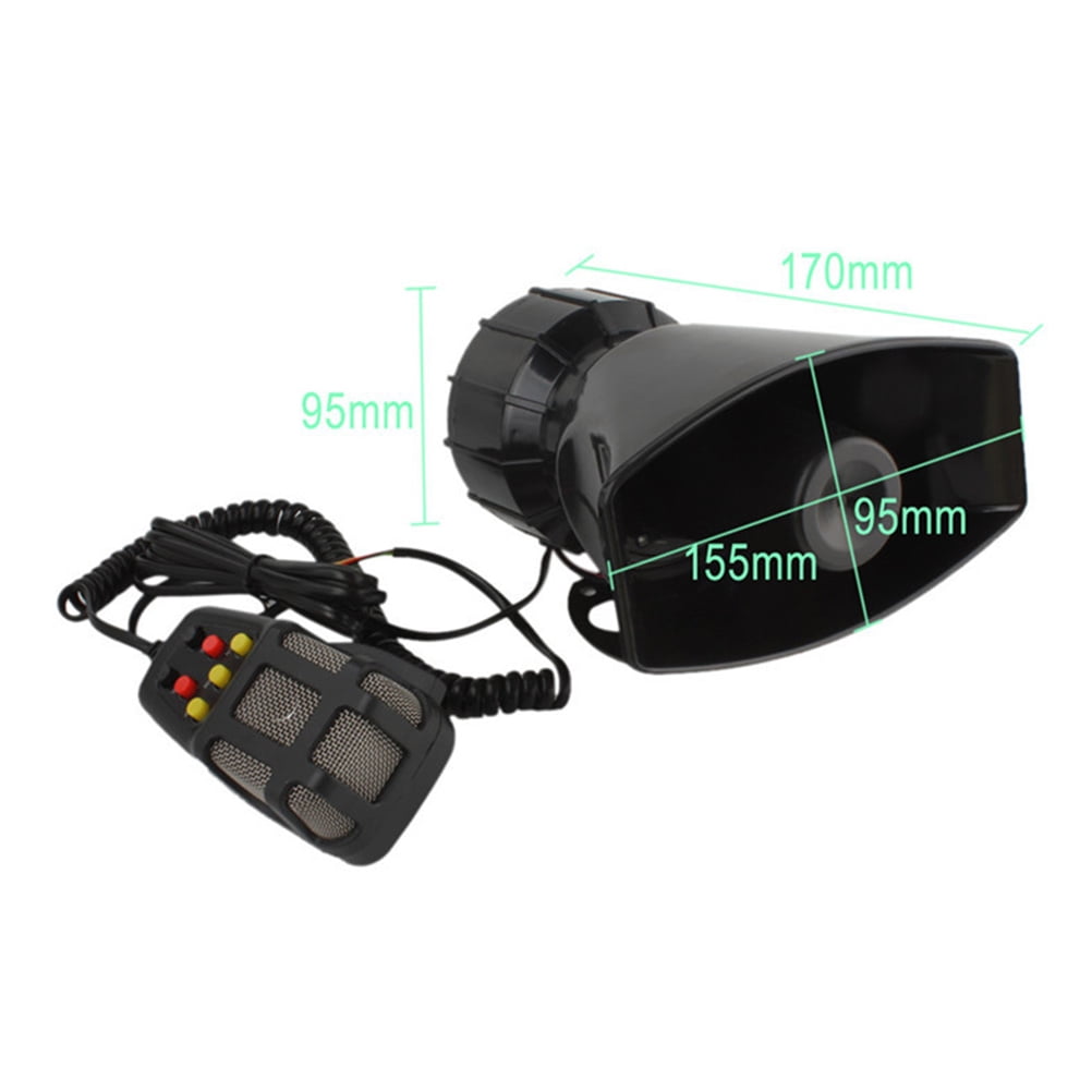 Ortofally 100W 12V 5 Sound Square Opening Electric Horn Loud Speaker Warning Alarm for Car Moped Motorcycle (Black) Black