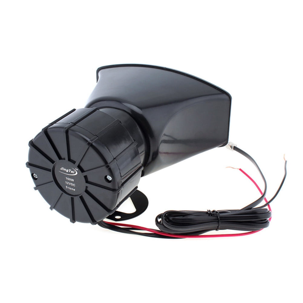 Ortofally 100W 12V 5 Sound Square Opening Electric Horn Loud Speaker Warning Alarm for Car Moped Motorcycle (Black) Black