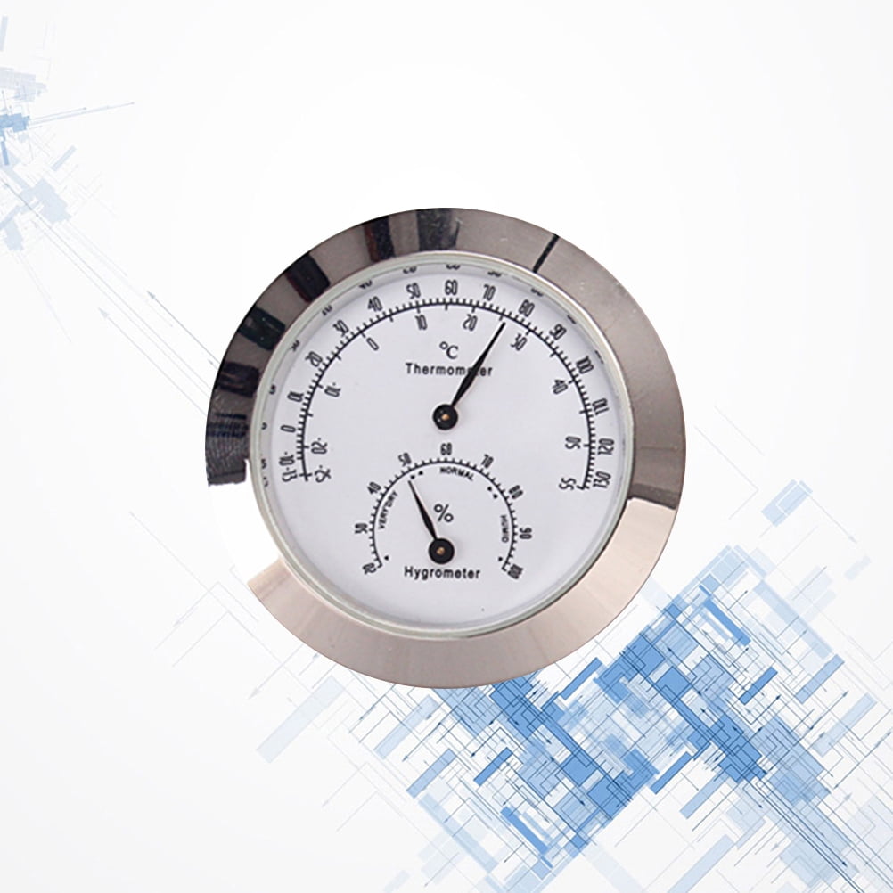 Worgeous Musical Instrument Hygrometer Round Violin Humidity Temperature Gauge Silver