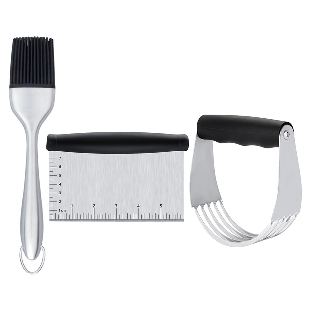 Worgeous 3PCS Stainless Steel Pastry Cutter Dough BBQ Brush Set for Kitchen Home Restaurant
