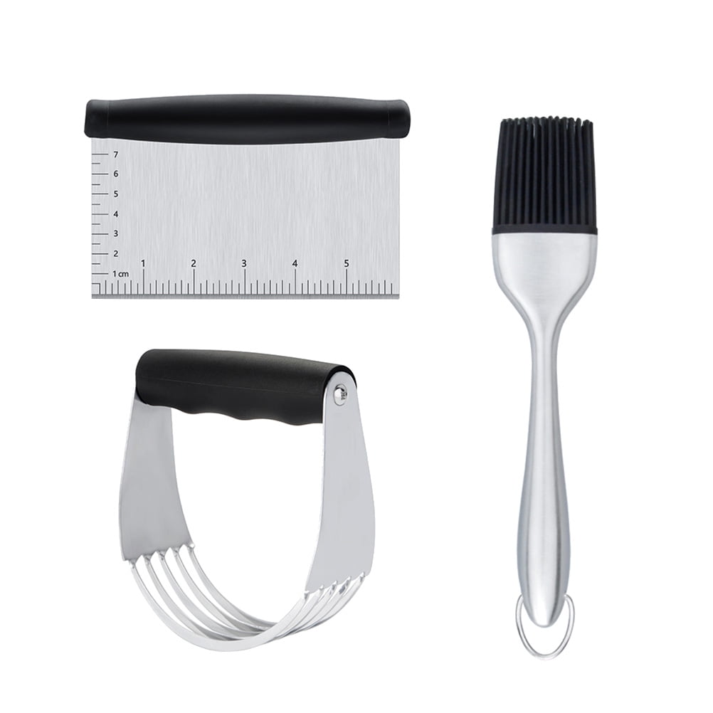 Worgeous 3PCS Stainless Steel Pastry Cutter Dough BBQ Brush Set for Kitchen Home Restaurant