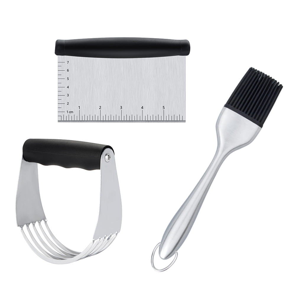Worgeous 3PCS Stainless Steel Pastry Cutter Dough BBQ Brush Set for Kitchen Home Restaurant