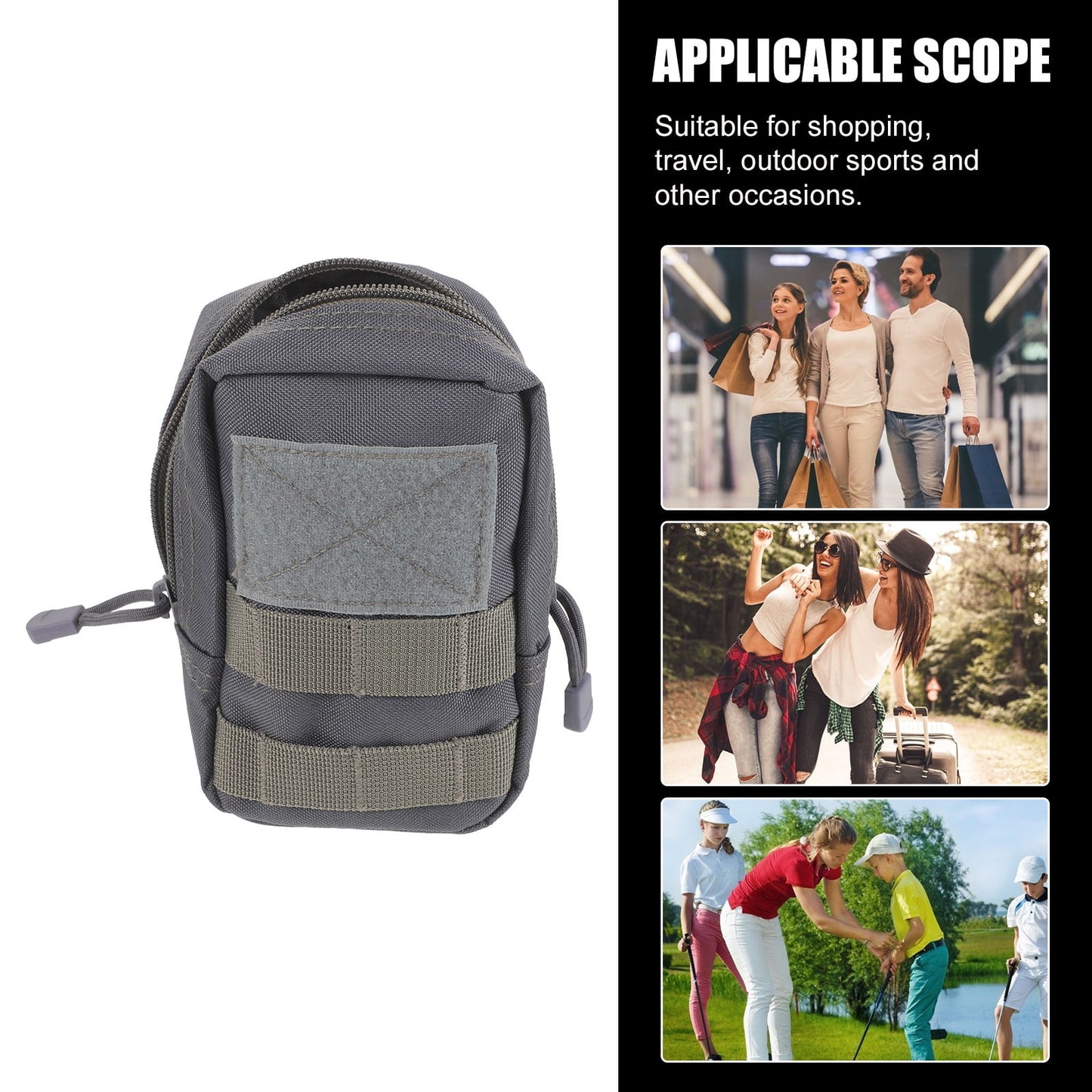 Worgeous Mobile Phone Pocket Foldable Small Pouch Bag Grey