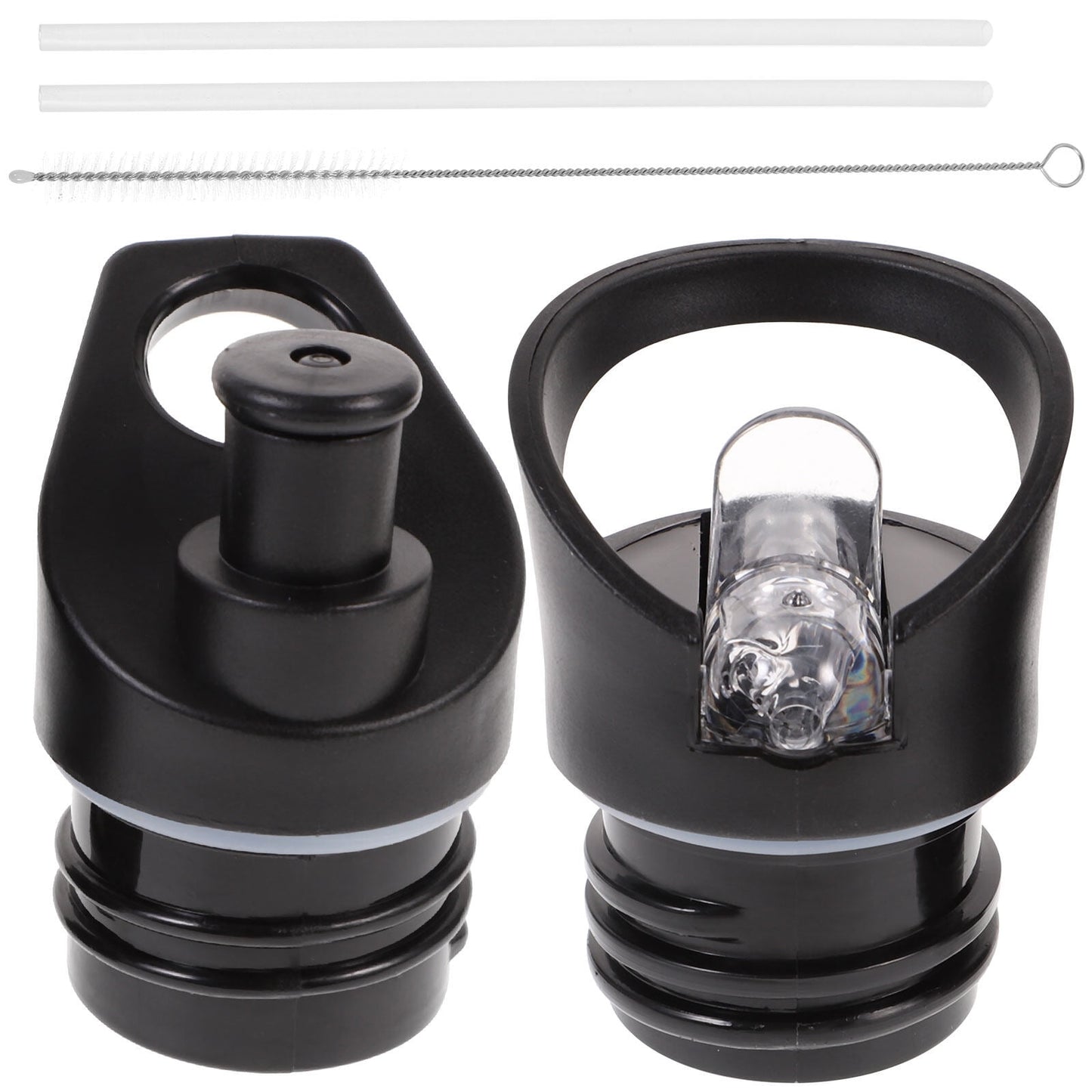Worgeous 2 Pcs Straw Lid Drink Sports Bottle Lunch Black