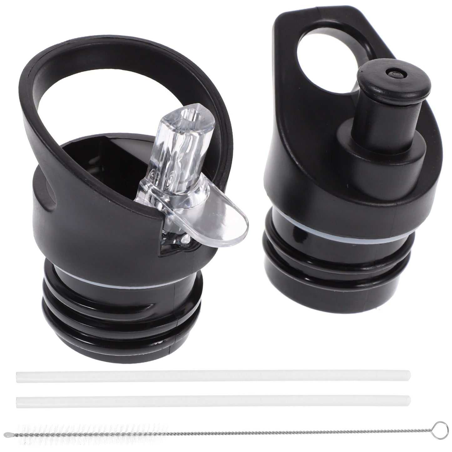 Worgeous 2 Pcs Straw Lid Drink Sports Bottle Lunch Black