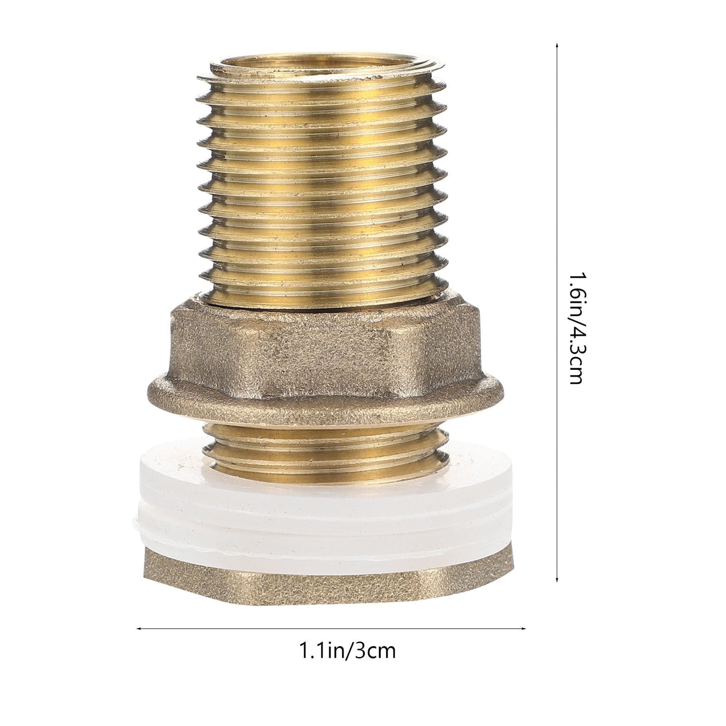 Worgeous Brass Bulkhead Fitting for Water Tank Easy Install Water Inlet Outlet Connector Golden 1/2 Inch