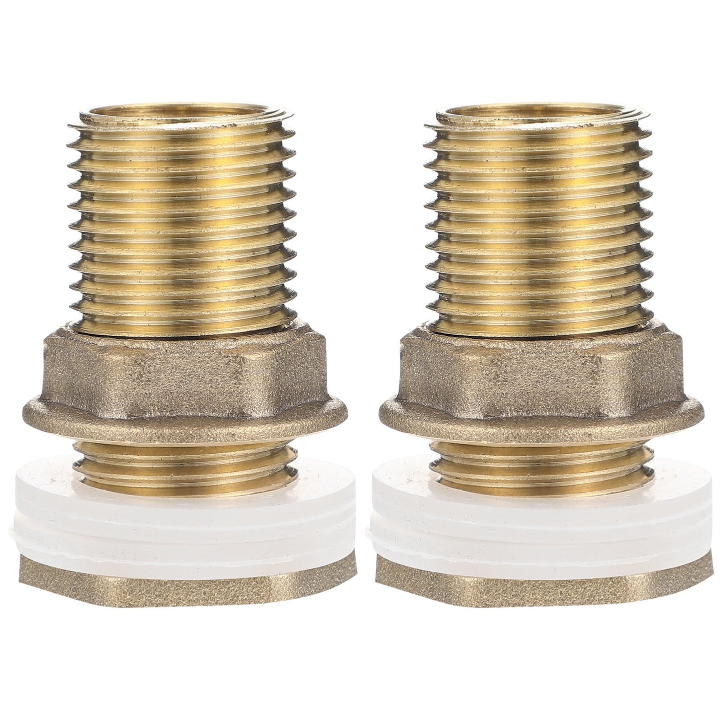 Worgeous Brass Bulkhead Fitting for Water Tank Easy Install Water Inlet Outlet Connector Golden 1/2 Inch