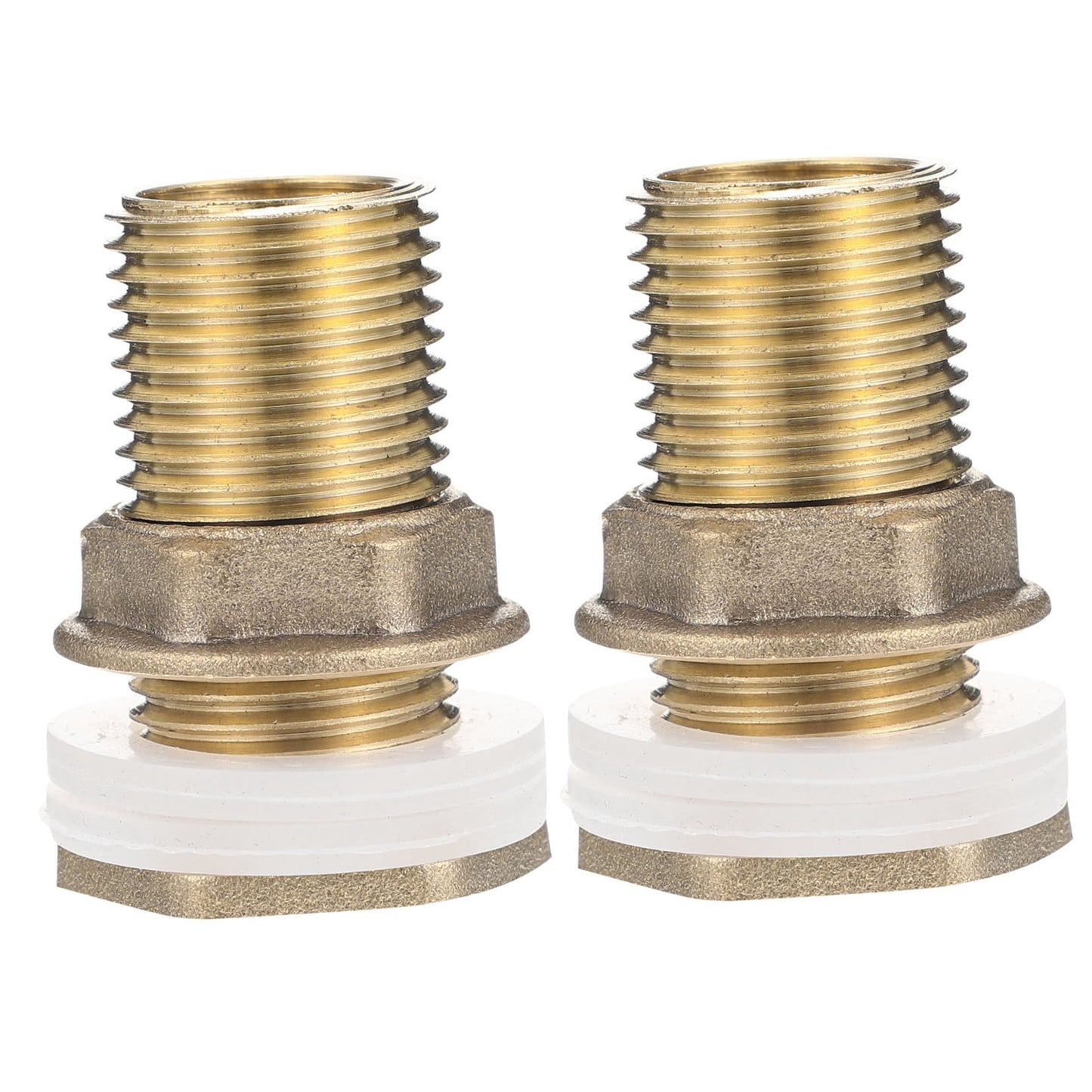 Worgeous Brass Bulkhead Fitting for Water Tank Easy Install Water Inlet Outlet Connector Golden 1/2 Inch
