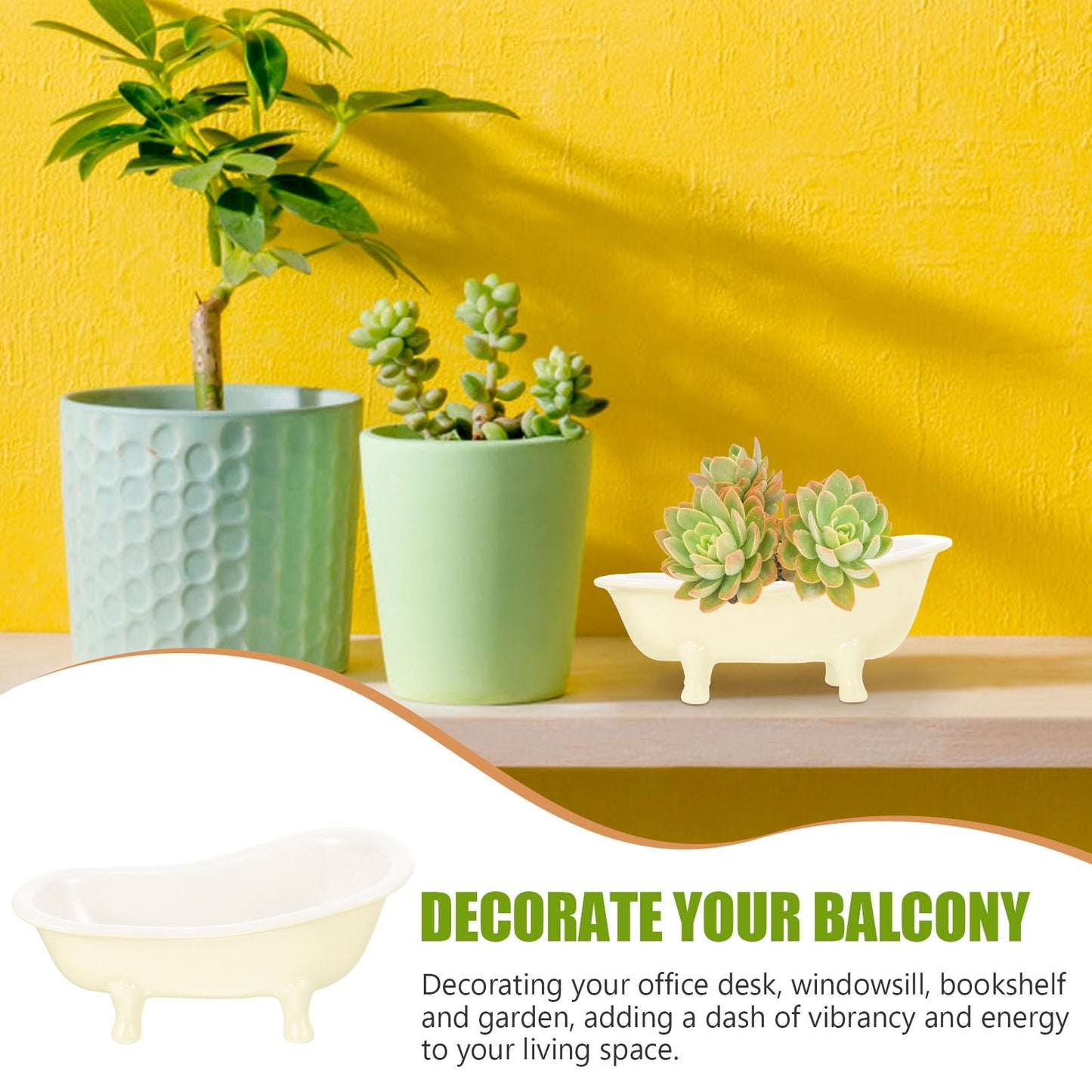 Worgeous Ceramic Flowerpot Bathtub Succulent Planter Cactus Planting Pots Indoor