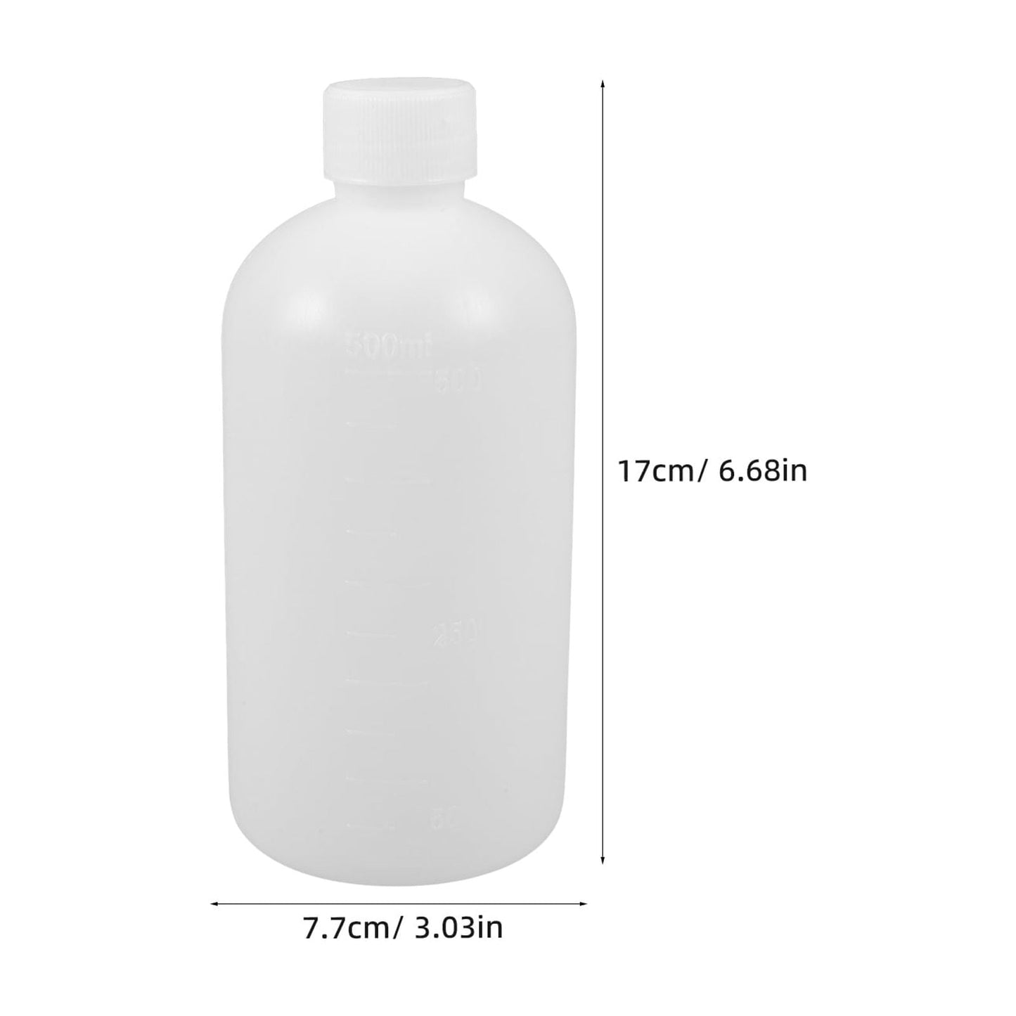 Masteelf 2Pcs Chemical Container Bottle Transparent HDPE Polyethylene Plastic 500ml 17.0X7.7X7.7in