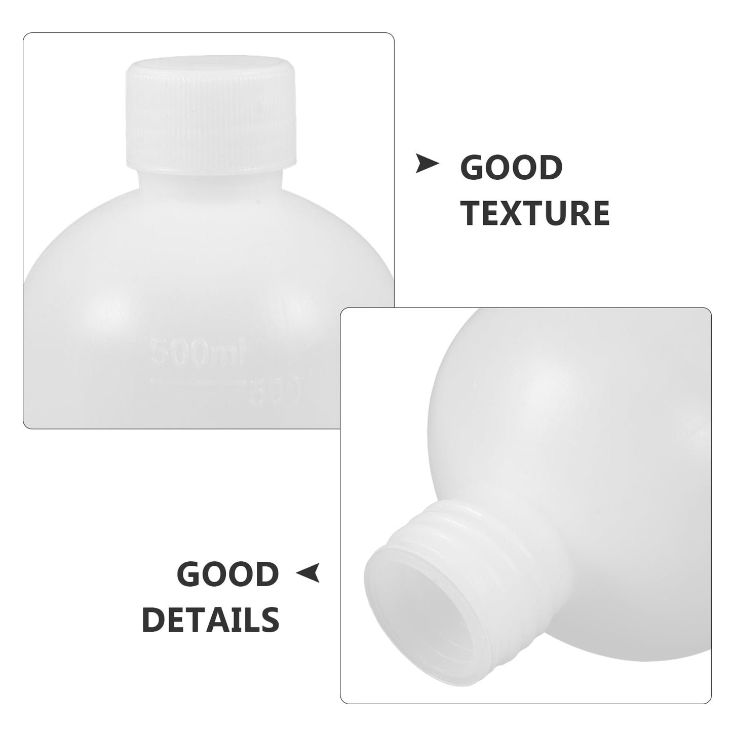 Masteelf 2Pcs Chemical Container Bottle Transparent HDPE Polyethylene Plastic 500ml 17.0X7.7X7.7in