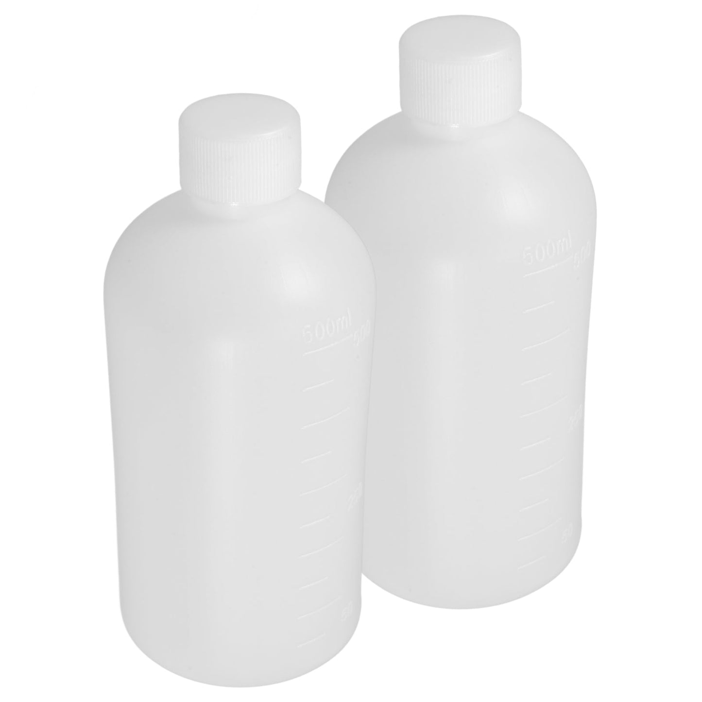 Masteelf 2Pcs Chemical Container Bottle Transparent HDPE Polyethylene Plastic 500ml 17.0X7.7X7.7in