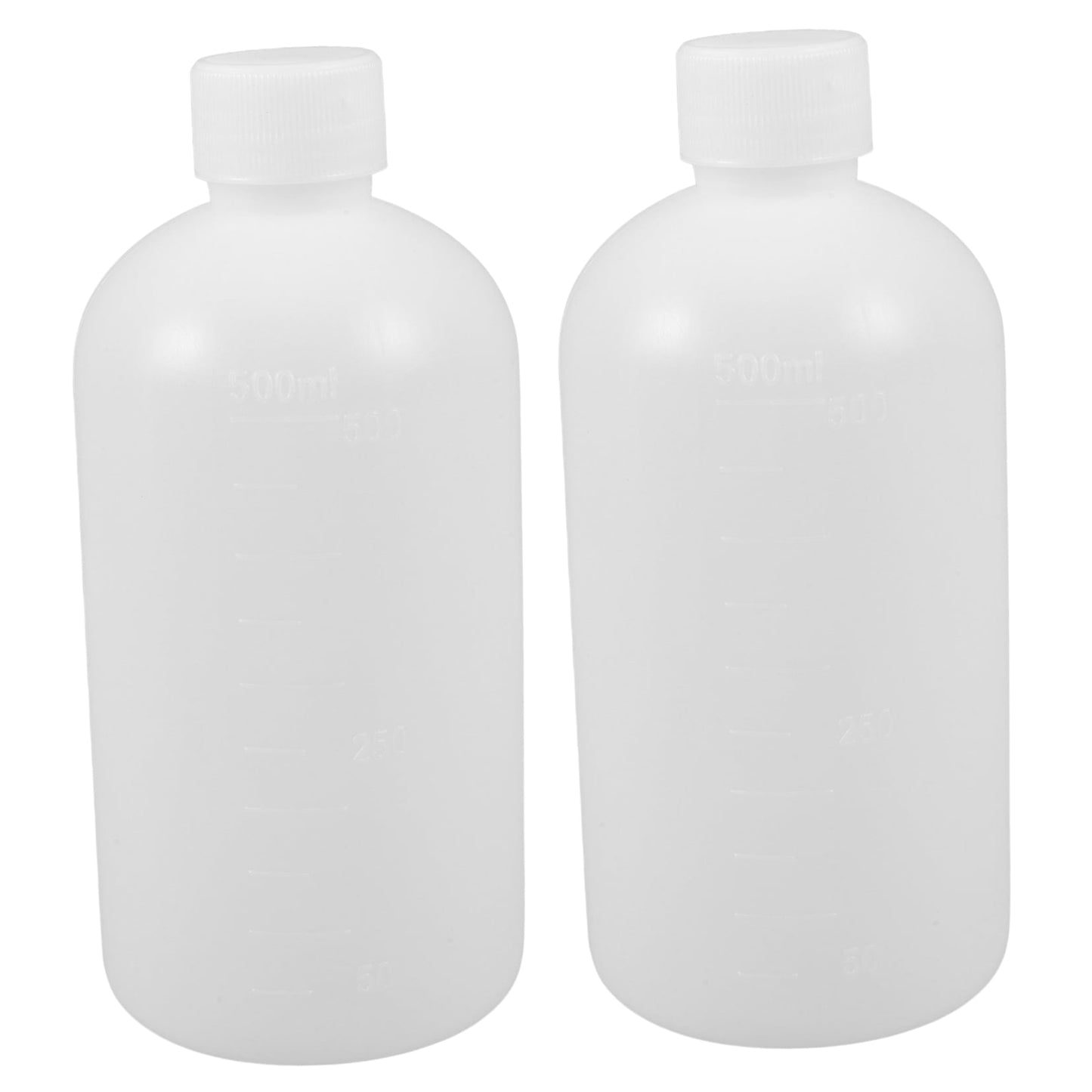 Masteelf 2Pcs Chemical Container Bottle Transparent HDPE Polyethylene Plastic 500ml 17.0X7.7X7.7in