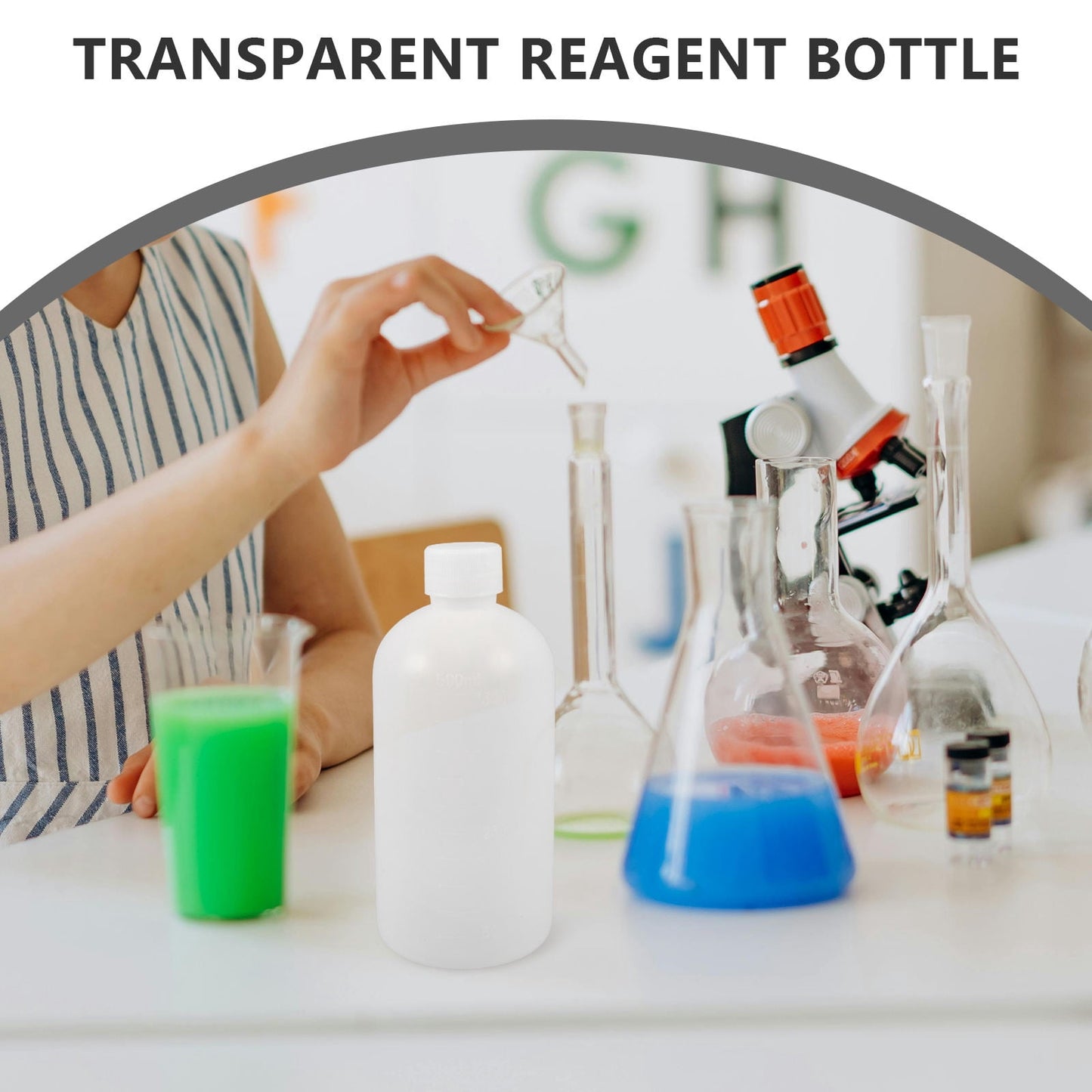 Masteelf 2Pcs Chemical Container Bottle Transparent HDPE Polyethylene Plastic 500ml 17.0X7.7X7.7in