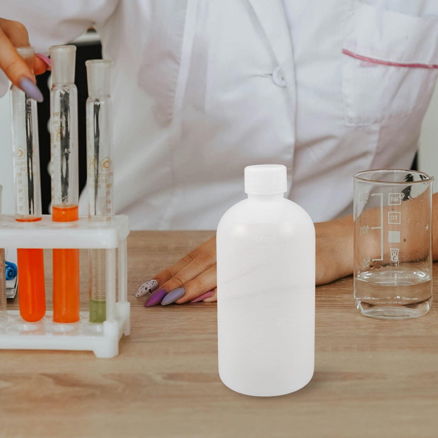 Masteelf 2Pcs Chemical Container Bottle Transparent HDPE Polyethylene Plastic 500ml 17.0X7.7X7.7in