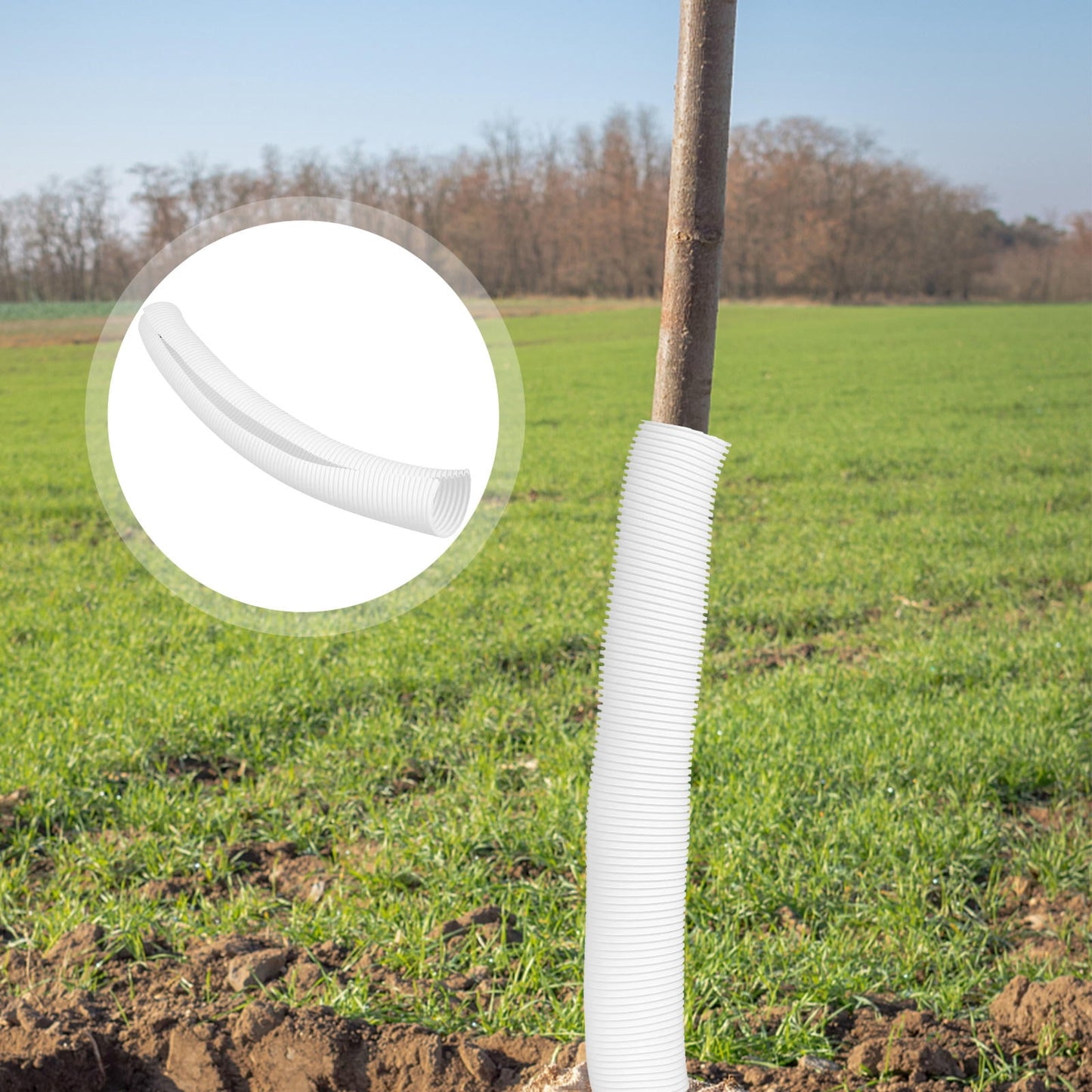 SWETRACE Tree Protect Tree Trunk Protector Guard White PP Material 6Pcs 15.7X2.0X2.0In