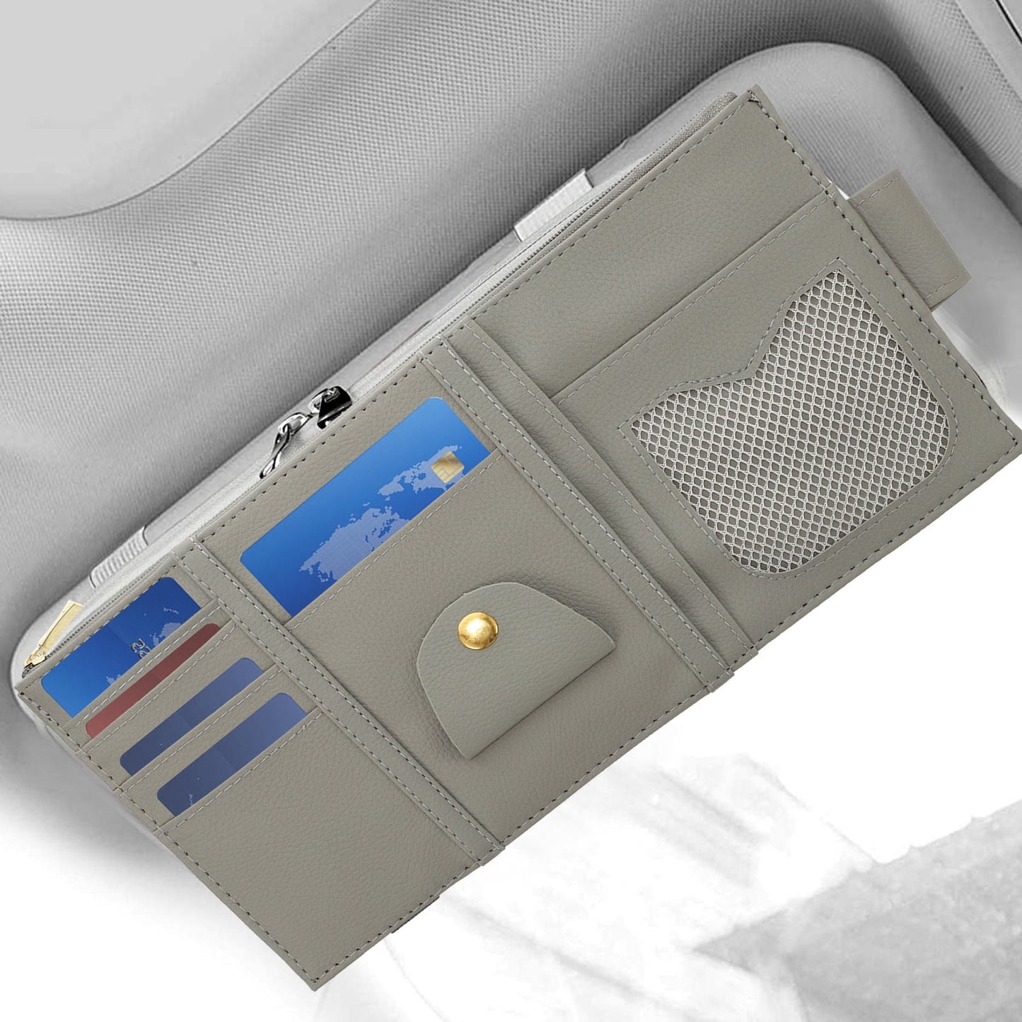 Worgeous ID Storage Bag Visor Organizer Sun Automotive Car Pocket Grey