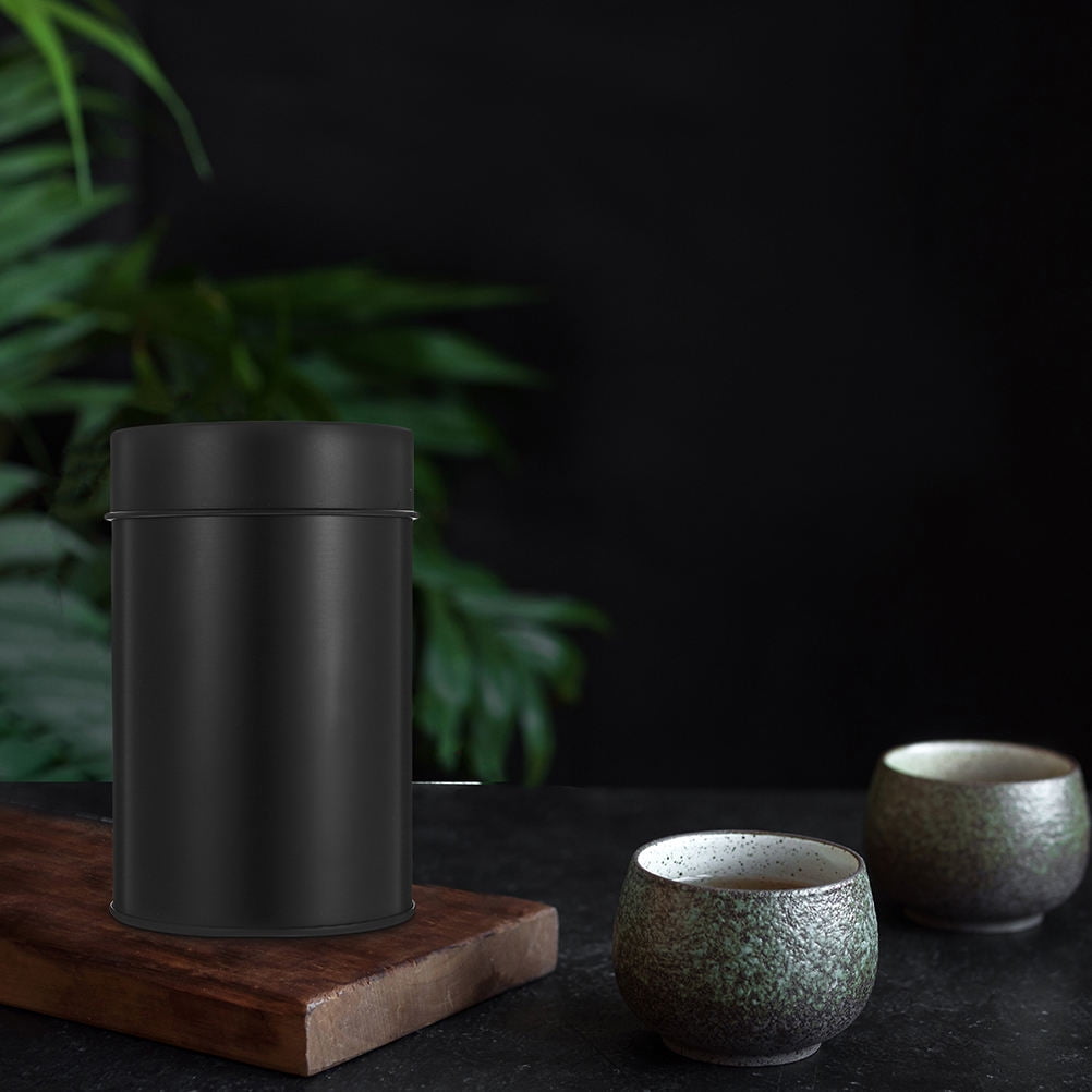 SWETRACE Small Metal Container Tea Canister Tinplate Black 2Pcs 4.72x2.95x2.95in
