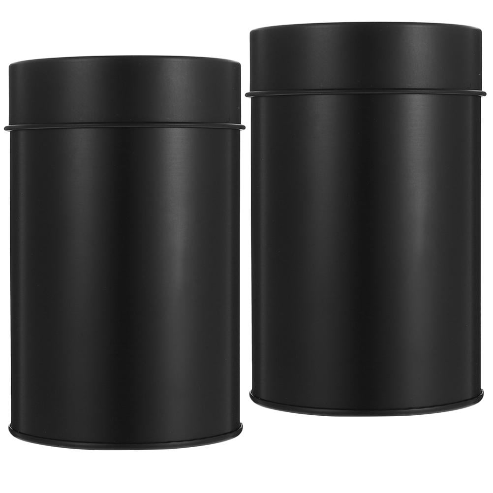SWETRACE Small Metal Container Tea Canister Tinplate Black 2Pcs 4.72x2.95x2.95in