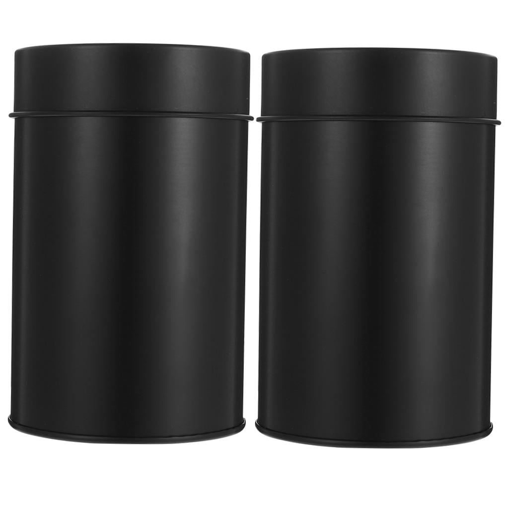 SWETRACE Small Metal Container Tea Canister Tinplate Black 2Pcs 4.72x2.95x2.95in